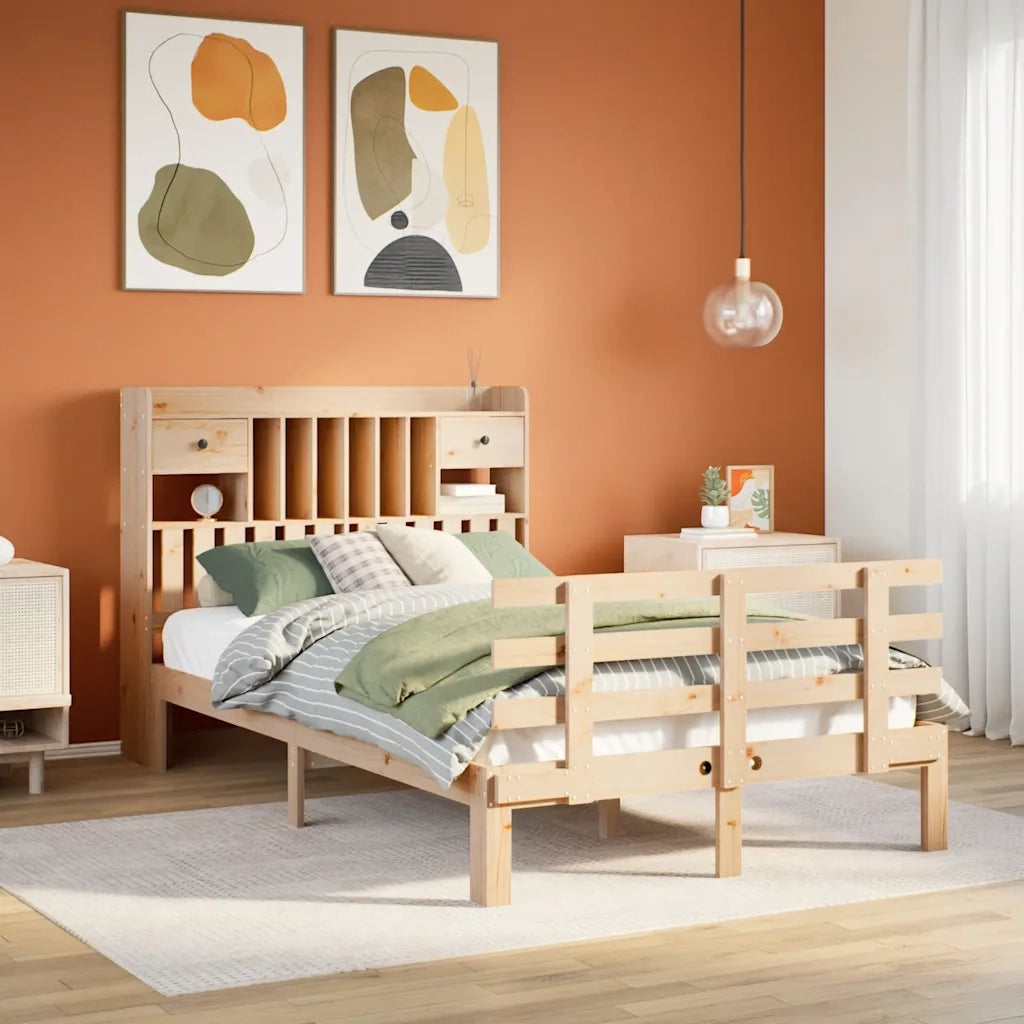 Letto matrimoniale | Letto per adulti | Letto Libreria senza Materasso 135x190 cm in Legno di Pino