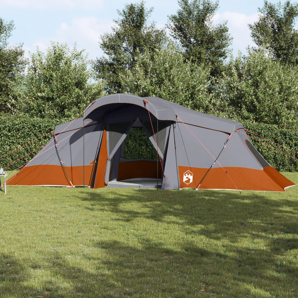 Tenda familiare  con finestre a cupola grigia e arancione per 6 persone impermeabile