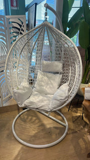 Poltrona Sospesa a Uovo in Rattan Sintetico H195x130cm COLORE: BIANCO 