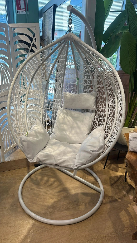 Poltrona Sospesa a Uovo in Rattan Sintetico H195x130cm COLORE: BIANCO 