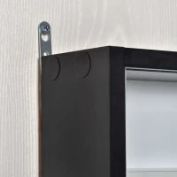 Vetrina Espositiva da Parete a 4 Ripiani Regolabili, Vetrinetta per Collezionismo, Bacheca Espositore a Muro per Oggetti da Collezione, in Vetro e Truciolato, 80x9.5x60 cm, Nero e Bianco