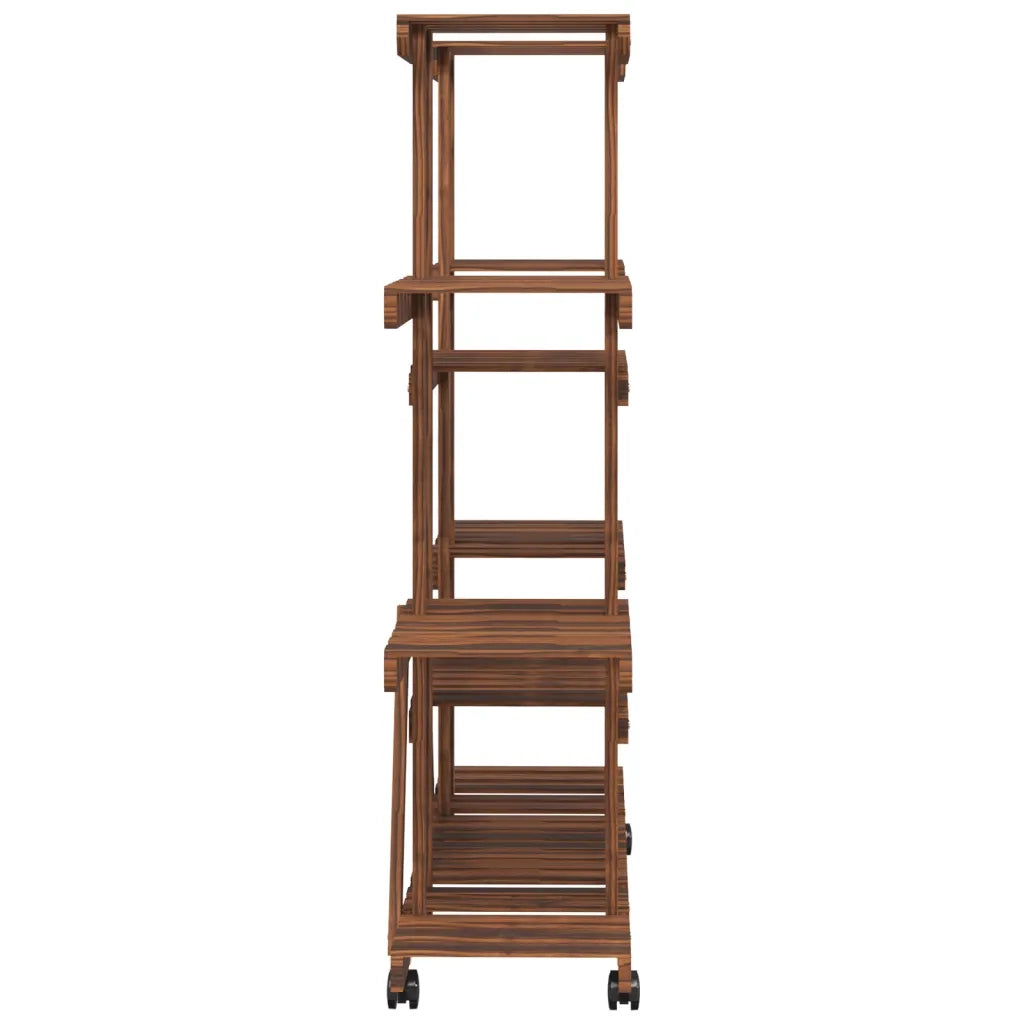 Portafiori con Ruote-Supporto per Piante Mobile-Rastrelliera per Fiori 110x25x115 cm in Legno Massello di Abete 635551