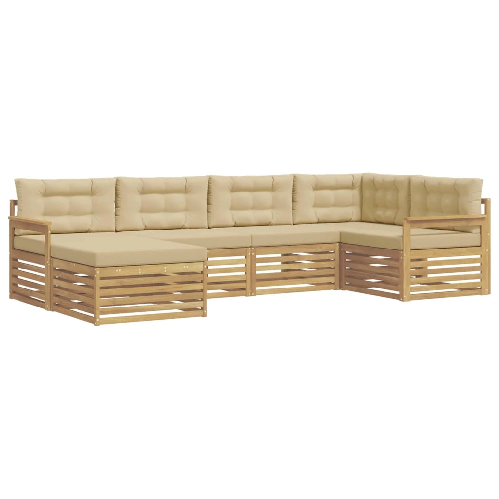 Set di divani da esterno 6 pcs Bianco e Beige Poliestere 3390753