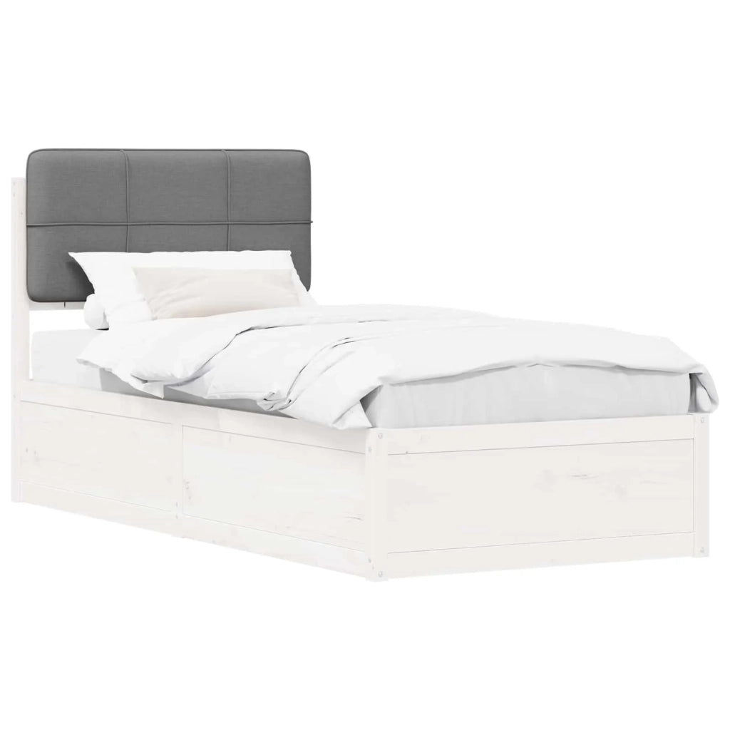Letto con Testiera Rivestita Grigio chiaro 75 x 190 cm