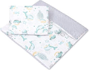 Coperta per bambini con cuscino 75 x 60 cm - Coperta Minky con cuscino 30 x 35 cm per neonati set coperte per bambini con animali acquatici