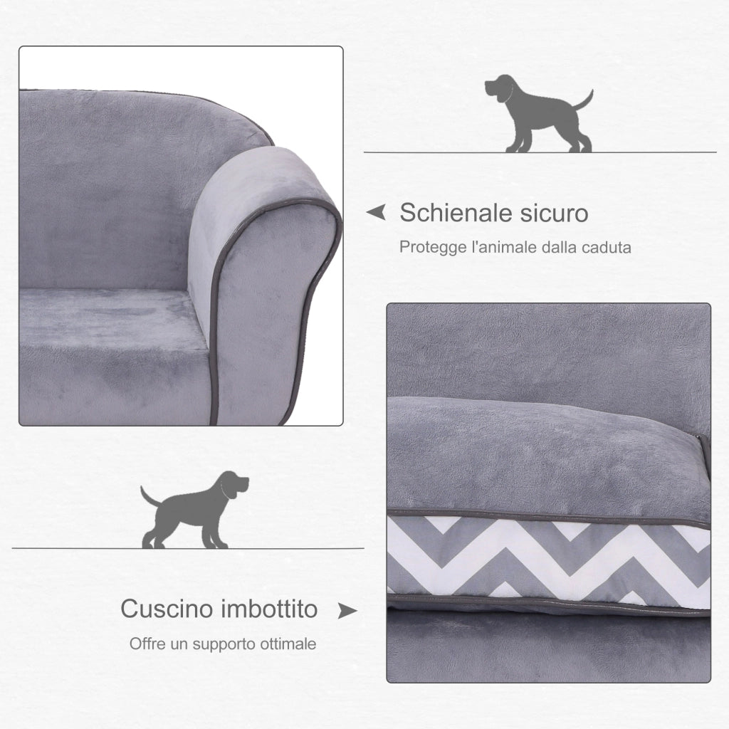 Divanetto Cuccia per Animali Domestici Grigio 73.5x41x33 cm