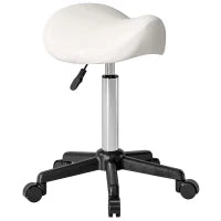 Sgabello a rotelle, sedia da lavoro con altezza regolabile 45-57 cm e sella ergonomica, 48x47x45-57cm, bianco