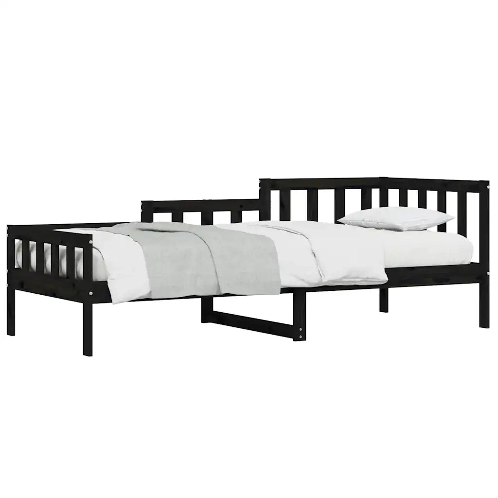 Letto singolo | Letto per adulti | Dormeuse Nera 80x200 cm in Legno Massello di Pino