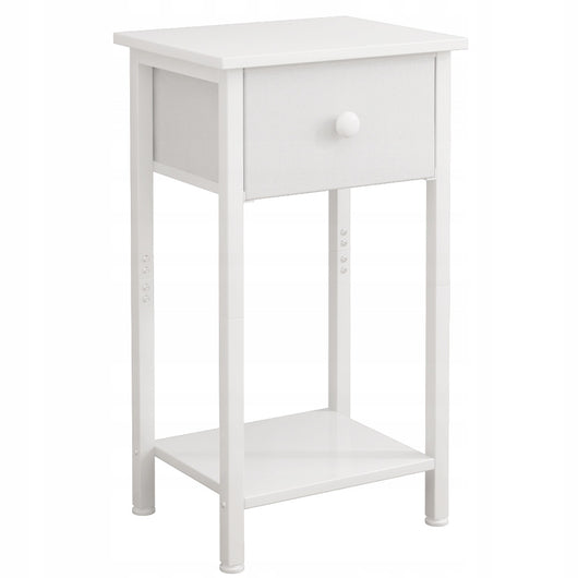 Comò, cassettiera, comodino, cassettiera con cassetto e ripiano, bianco, per camera da letto o soggiorno, 38 cm