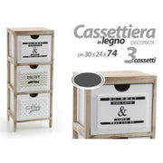 Trade Shop - Mobile Cassettiera Legno Con 3 Cassetti Arredamenti Cucina Portaoggetti Multiuso -
