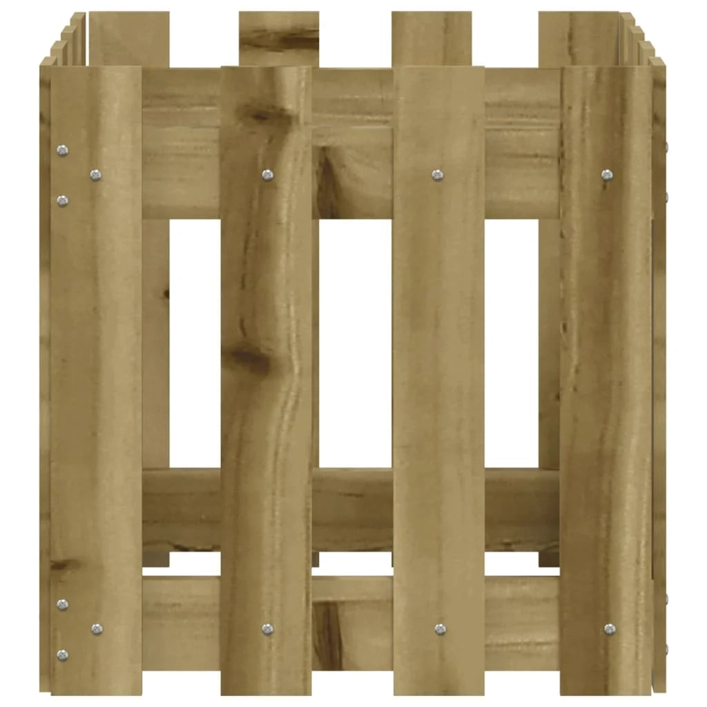 Fioriera rialzata per piante fiori terrazza giardino con design di recinzione 40 x 40 x 40 cm pino marrone impregnato 02_0038093