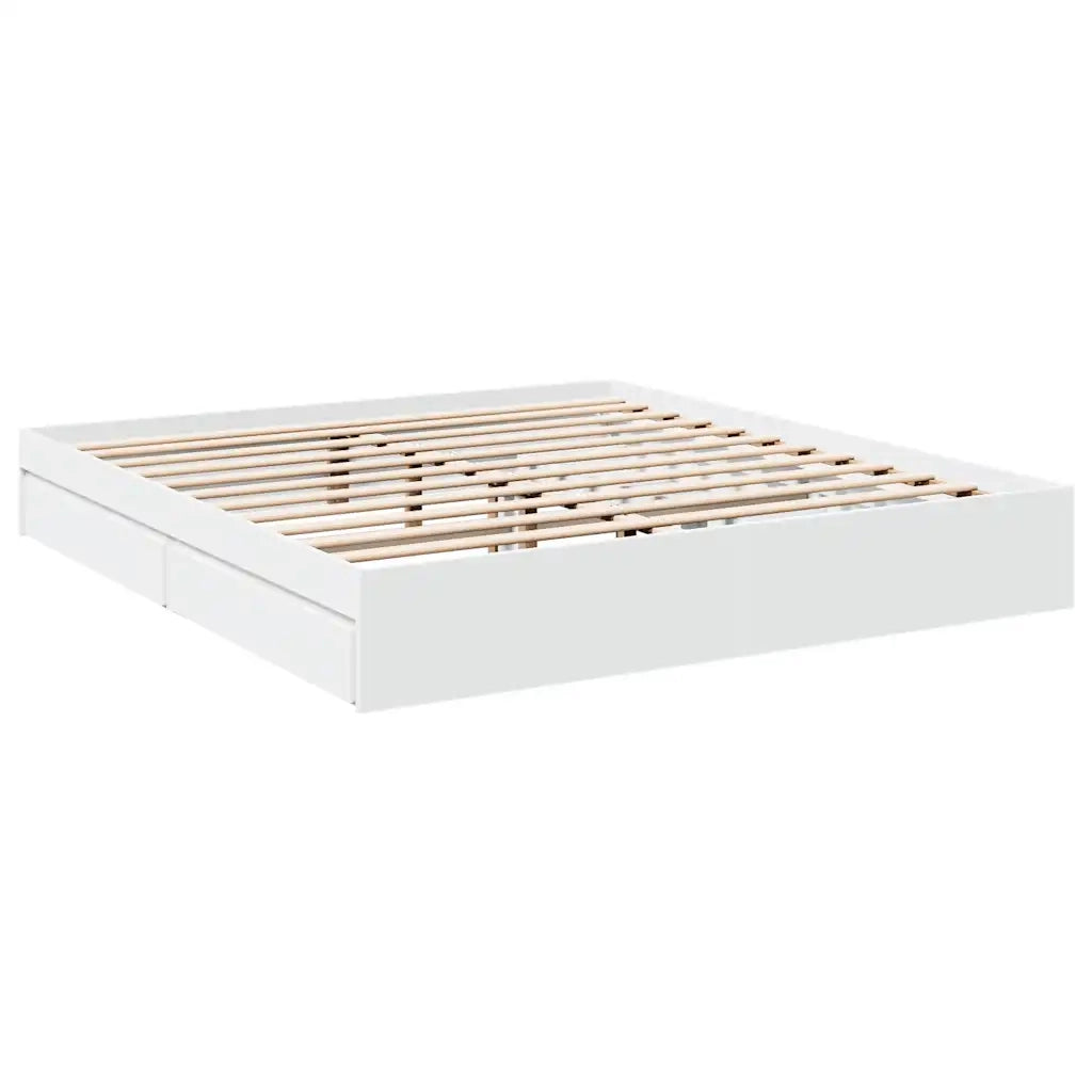 Giroletto con Cassetti Bianco 180x200 cm in Legno Multistrato