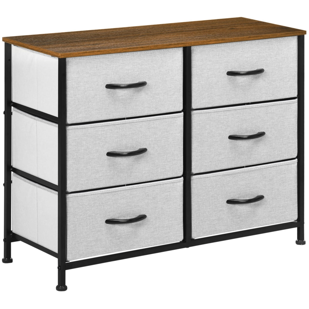Cassettiera 80x30x62.5 cm con 6 cassetti pieghevoli in MDF grigio