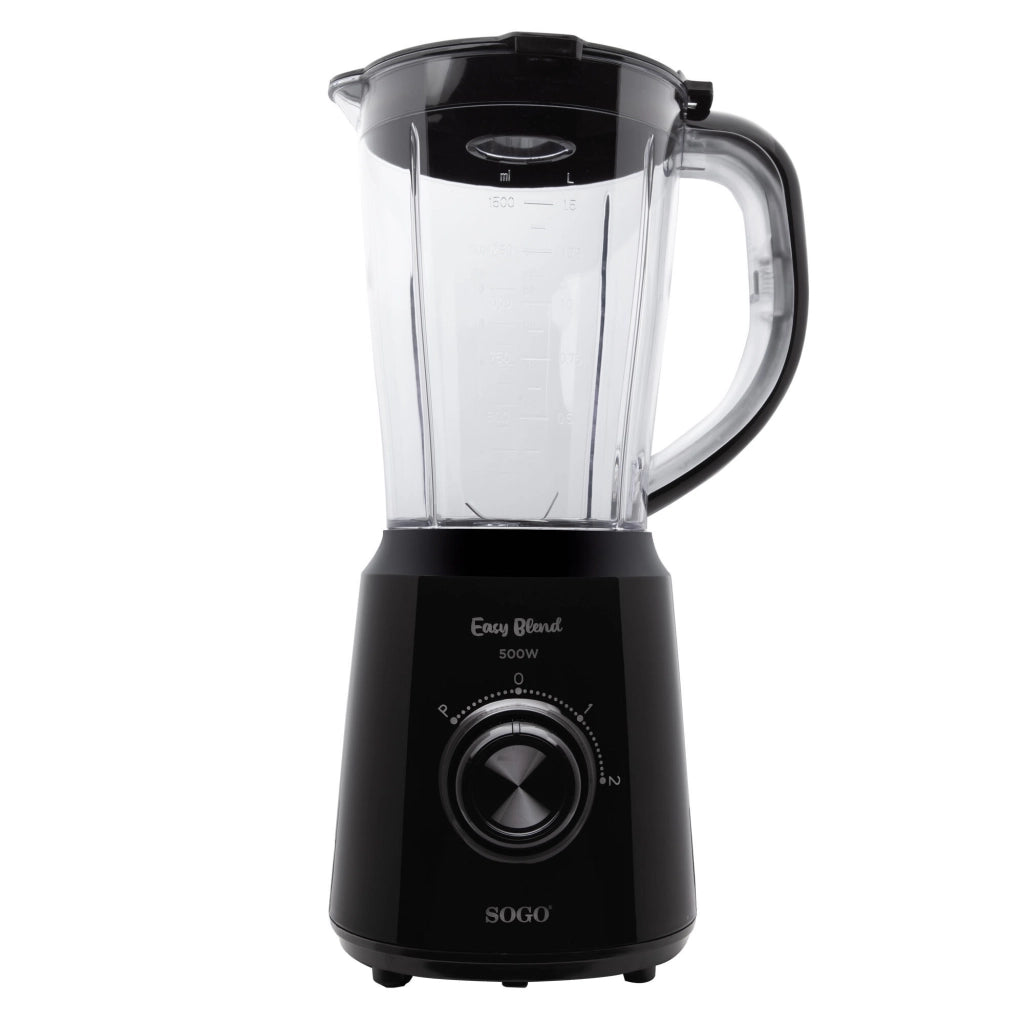 SOGO Frullatore da Tavolo, 500W Potenza, 1.5L Caraffa Trasparente, Lame Acciaio Inox Rimovibili, Cucina Casa
