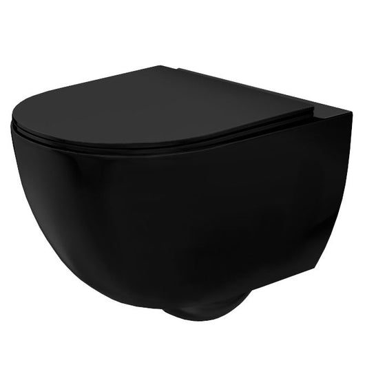 Vaso Wc Sospeso Rea Carlo Mini Rimless Flat Black Mat