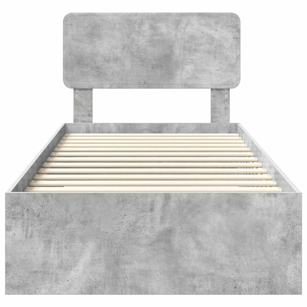 Struttura del letto con testiera-Giroletto con Testiera Grigio cemento 100 x 200 cm 656064