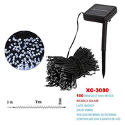 Trade Shop - Catena Luminosa Natale 100led Con Ricarica Ad Energia Solare Luce Bianca Xc-3080 -