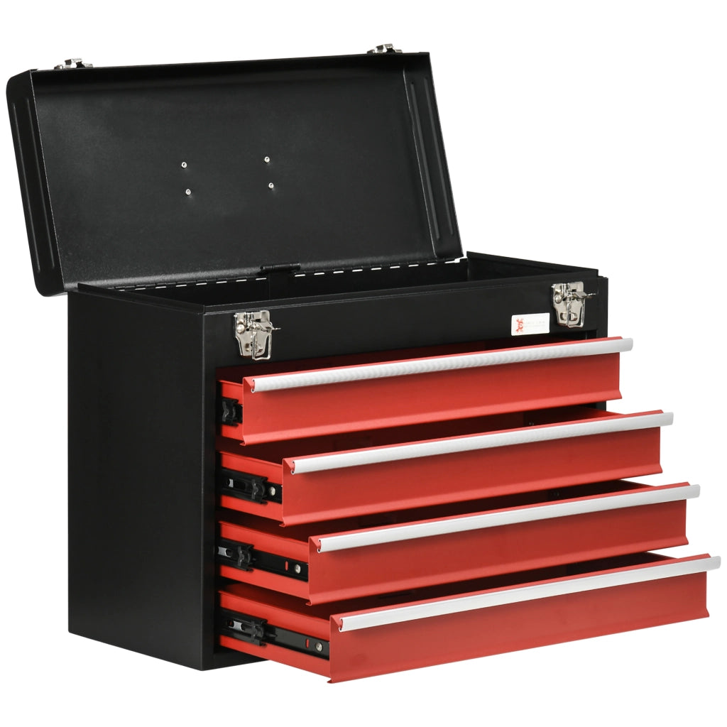 Cassettiera per attrezzi con 4 cassetti ¨C zephmum ¨C nero e rosso, acciaio, 51x22x39.5cm