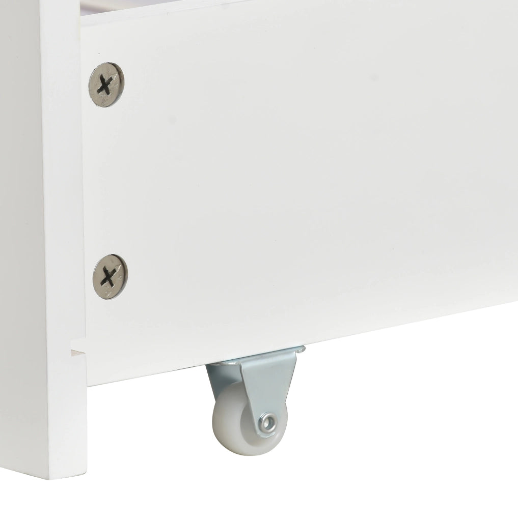 Letto casetta 90x200 cm; con cassetti; legno e MDF; bianco (Senza materasso)