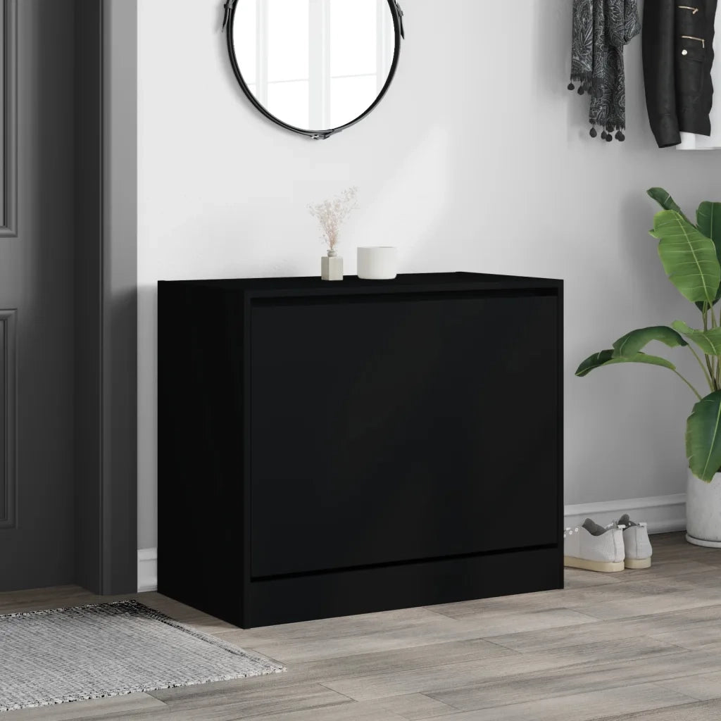 Scarpiera Nera 80x42x69 cm in Legno Multistrato 840002