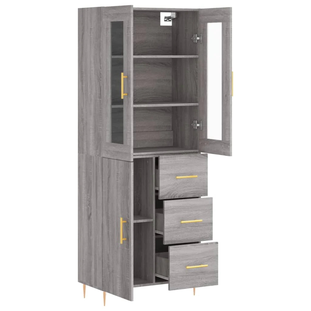 Buffet credenza cassettiera armadio mobile contenitore organizer cucina soggiorno salotto rovere Sonoma alto 69,5 x 34 x 180 cm legno ingegnerizzato grigio 02_0035496