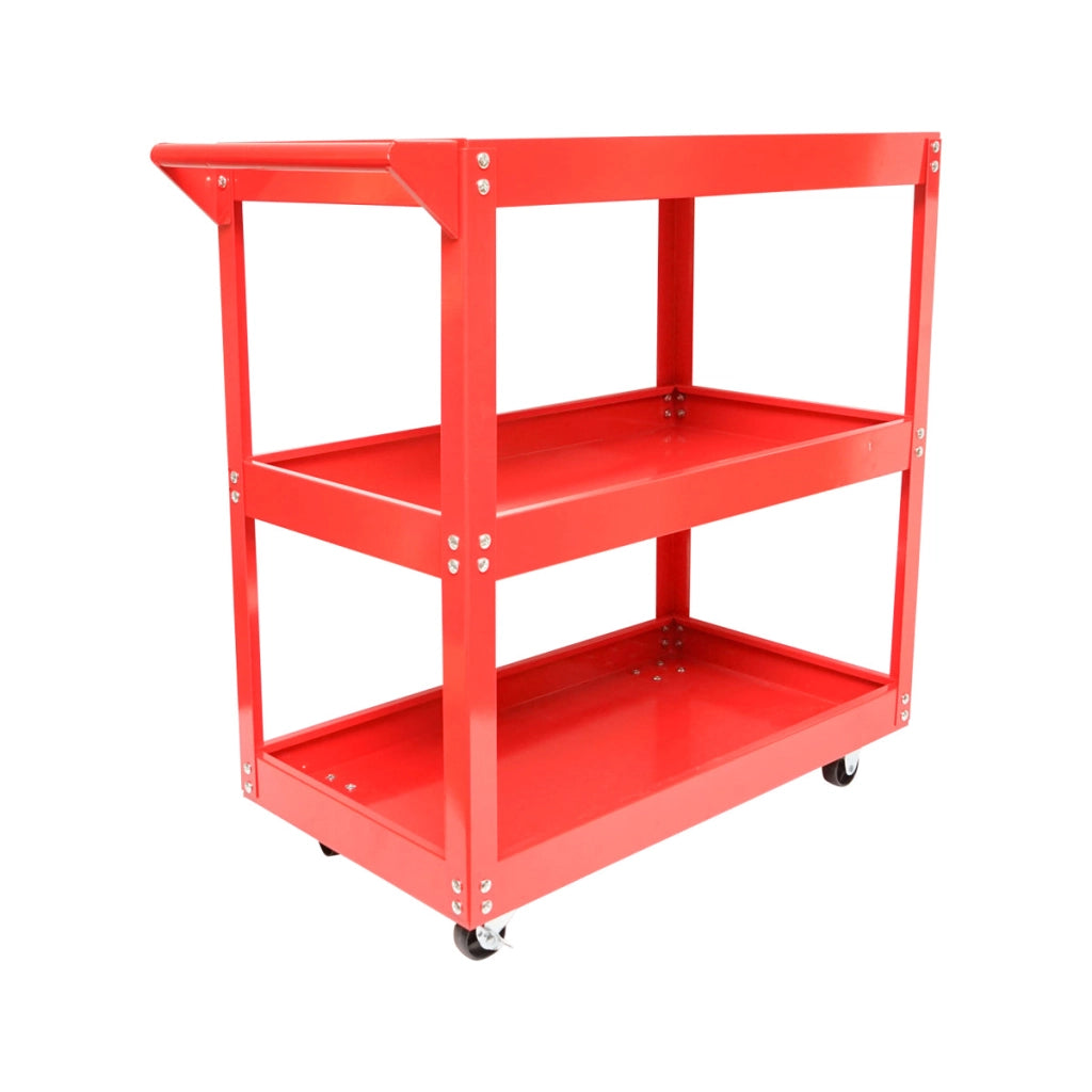 Carrello in metallo su ruote con 3 ripiani per utensili 730x720x360mm