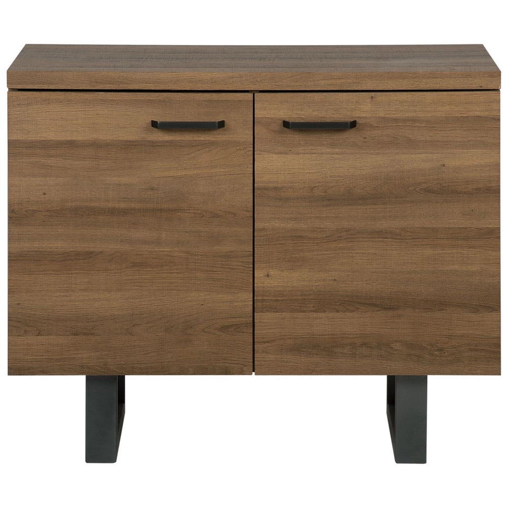 Madia credenza a 2 ante in legno scuro metallo grigia in alluminio con ripiani Mobile contenitore per la casa industriale