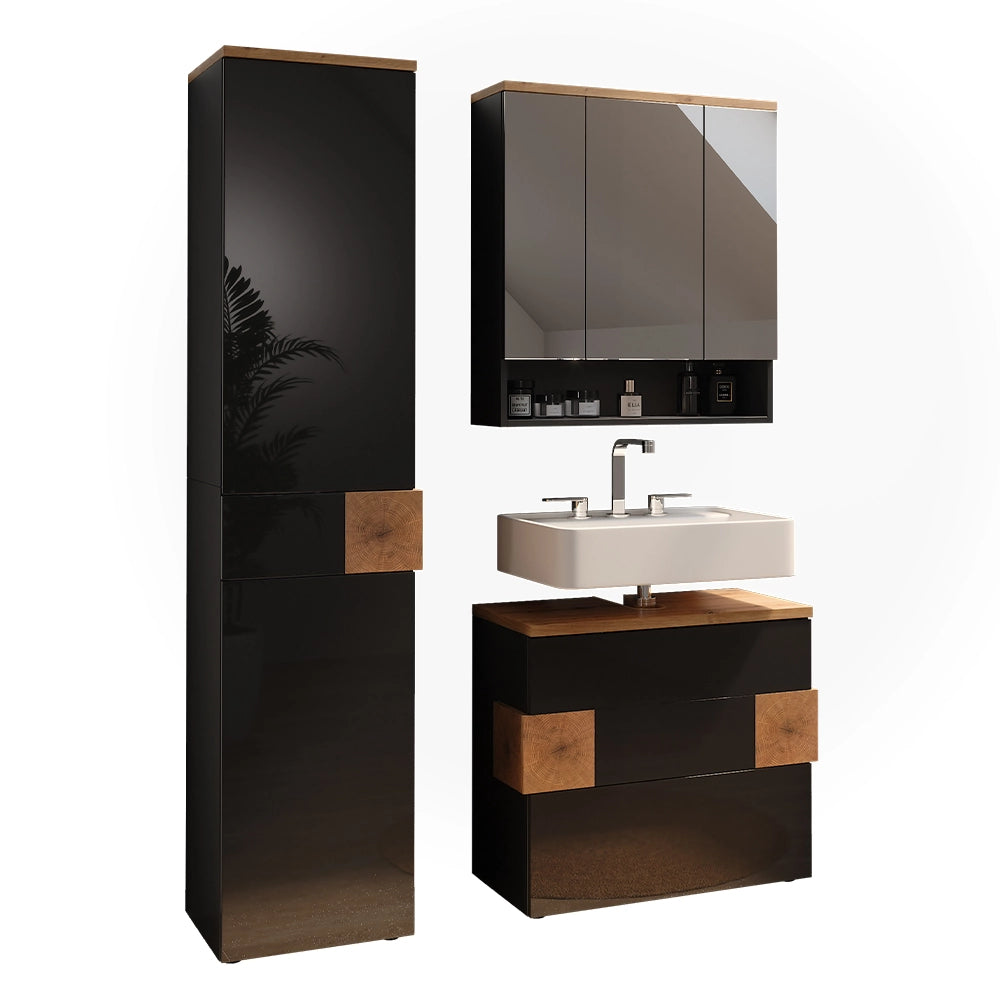Vicco Set di mobili da bagno Antracite 3 parti
