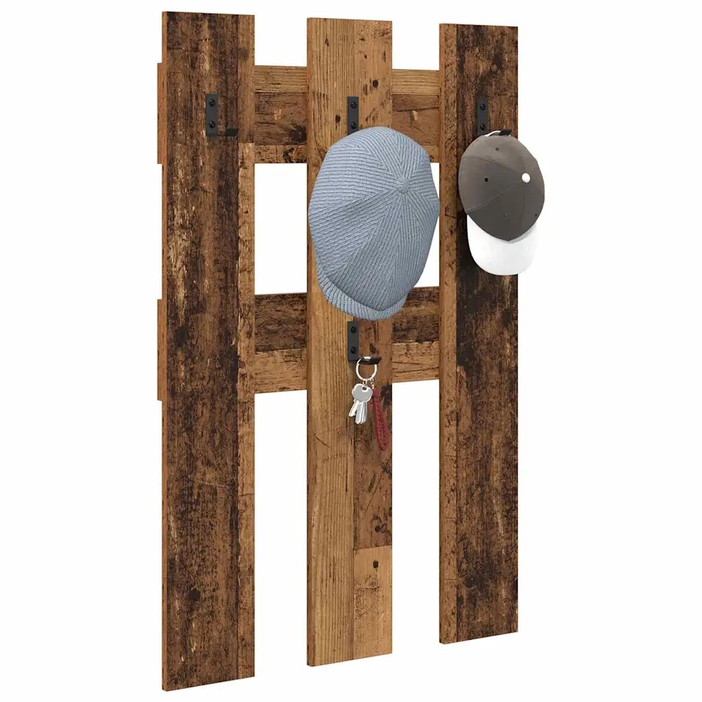 vidaXL Appendiabiti a muro Legno vecchio 65 x 3 x 100 cm