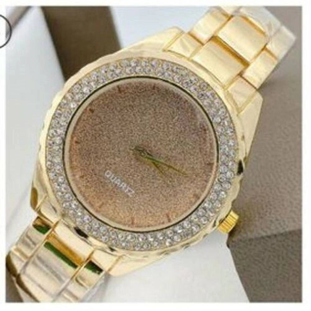 Trade Shop - Orologio Polso Zcc 20 Donna Movimento Quarzo Acciaio Moda Brillantini Dorato Oro -