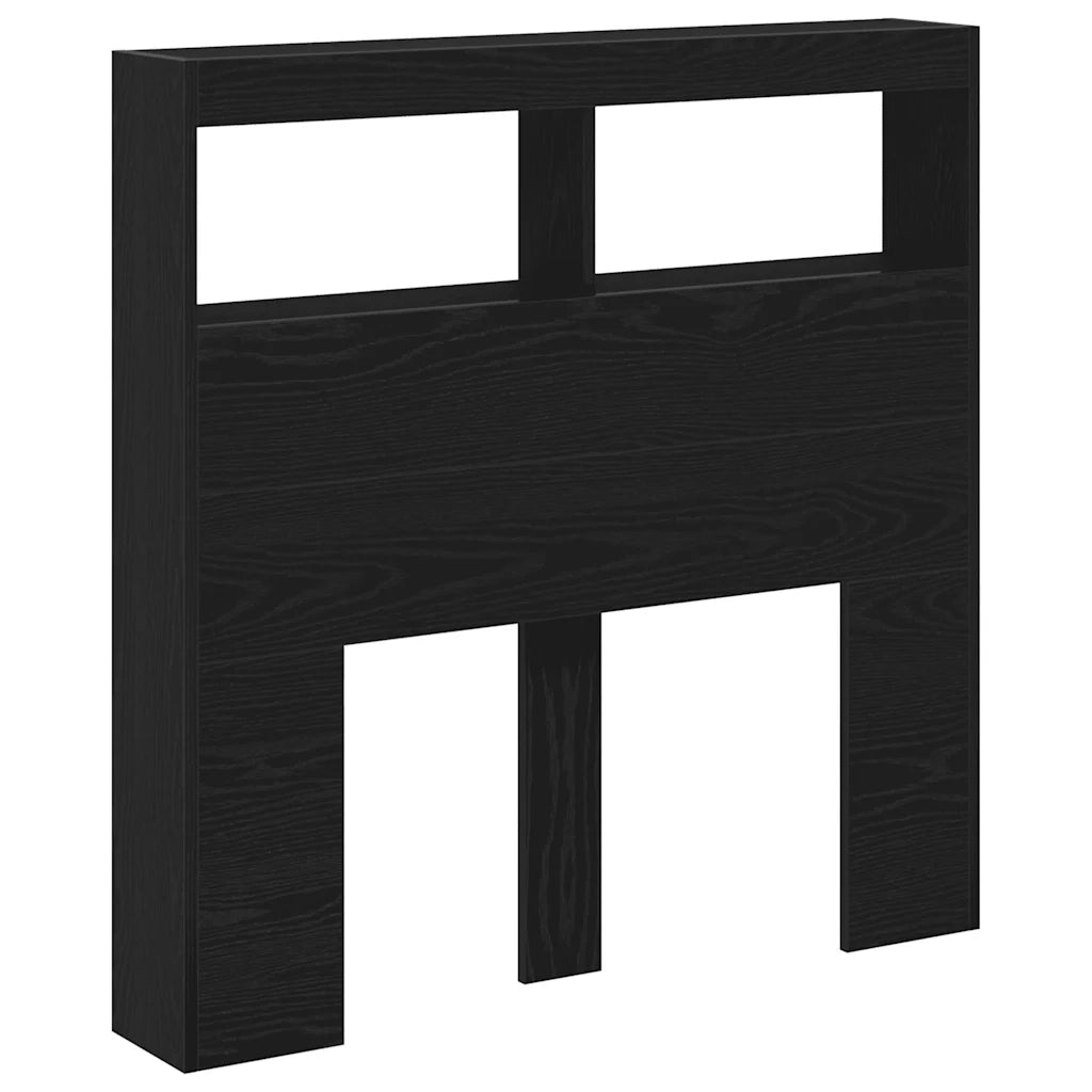 vidaXL Testiera con Contenitore a LED Rovere Nero 100x17x102 cm