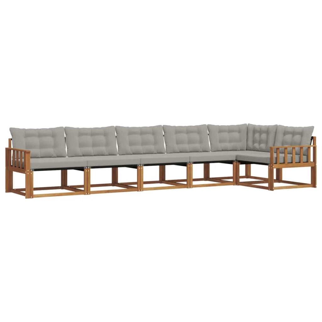 Set di divani da esterno 6 pcs Grigio Naturale e Chiaro
