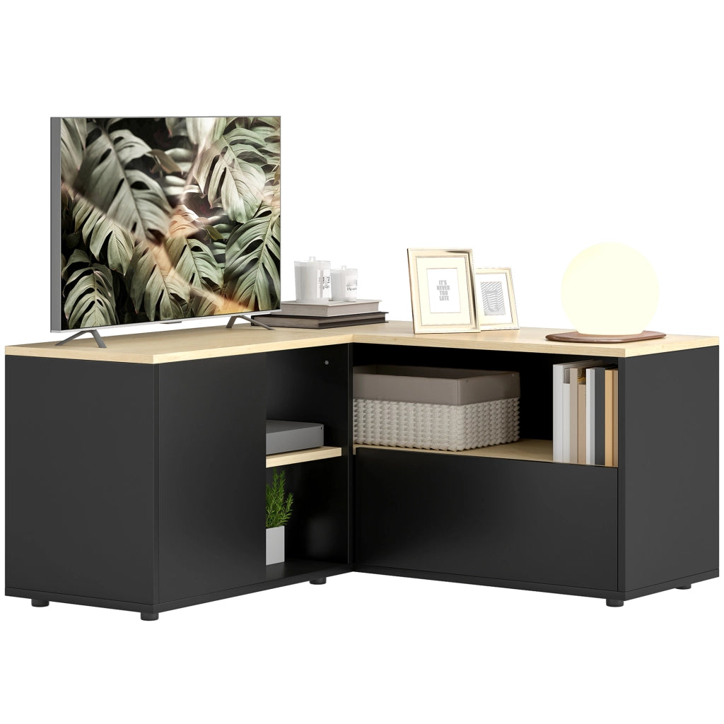 Mobile TV angolare ¨C Xylo ¨C 90x90x45 cm rovere nero con 2 ante 3 ripiani fino 40 pollici