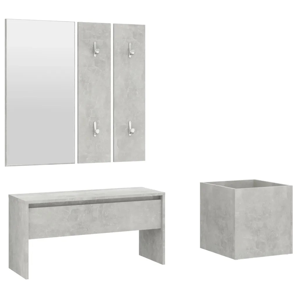 Set di Mobili da Corridoio Grigio Cemento in Legno Multistrato cod mxl 73558