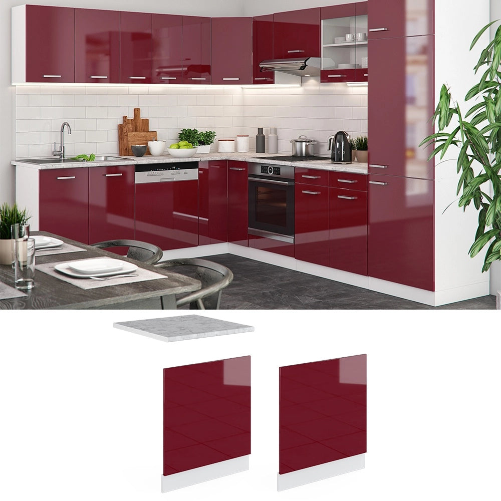 Pannello frontale R-Line Rosso lucido/Bianco 60 cm Senza piano di lavoro Vicco