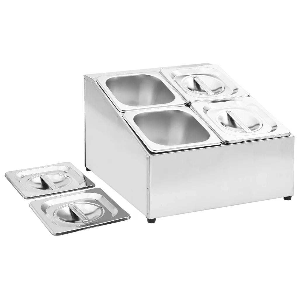 Supporto Gastronorm con 4 Contenitori GN 1/6 in Acciaio Inox 51223