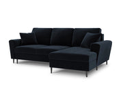 Cosmopolitan Design - Divano convertibile angolare destro con contenitore "Kyoto" 4 posti in velluto blu scuro 