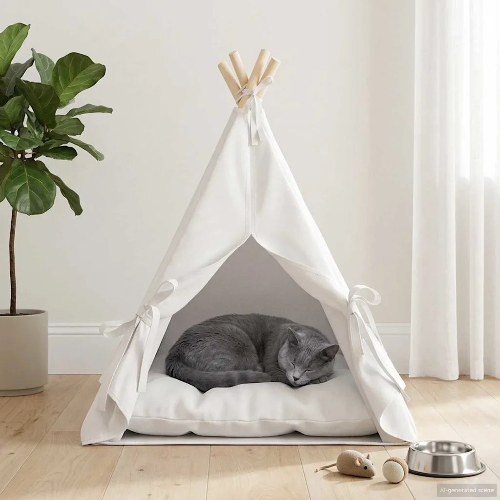 Tenda per animali con cuscino Bianco 50 x 50 x 60 cm Poliestere CFW1162614