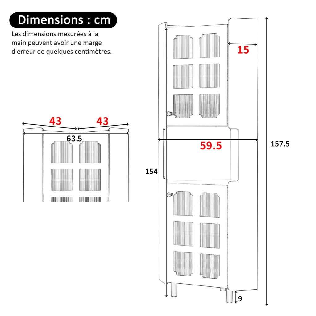 Mobile angolare con LED e 3 zone contenitive in MDF laccato bianco per soggiorno e ingresso 63,5 × 157,5 cm