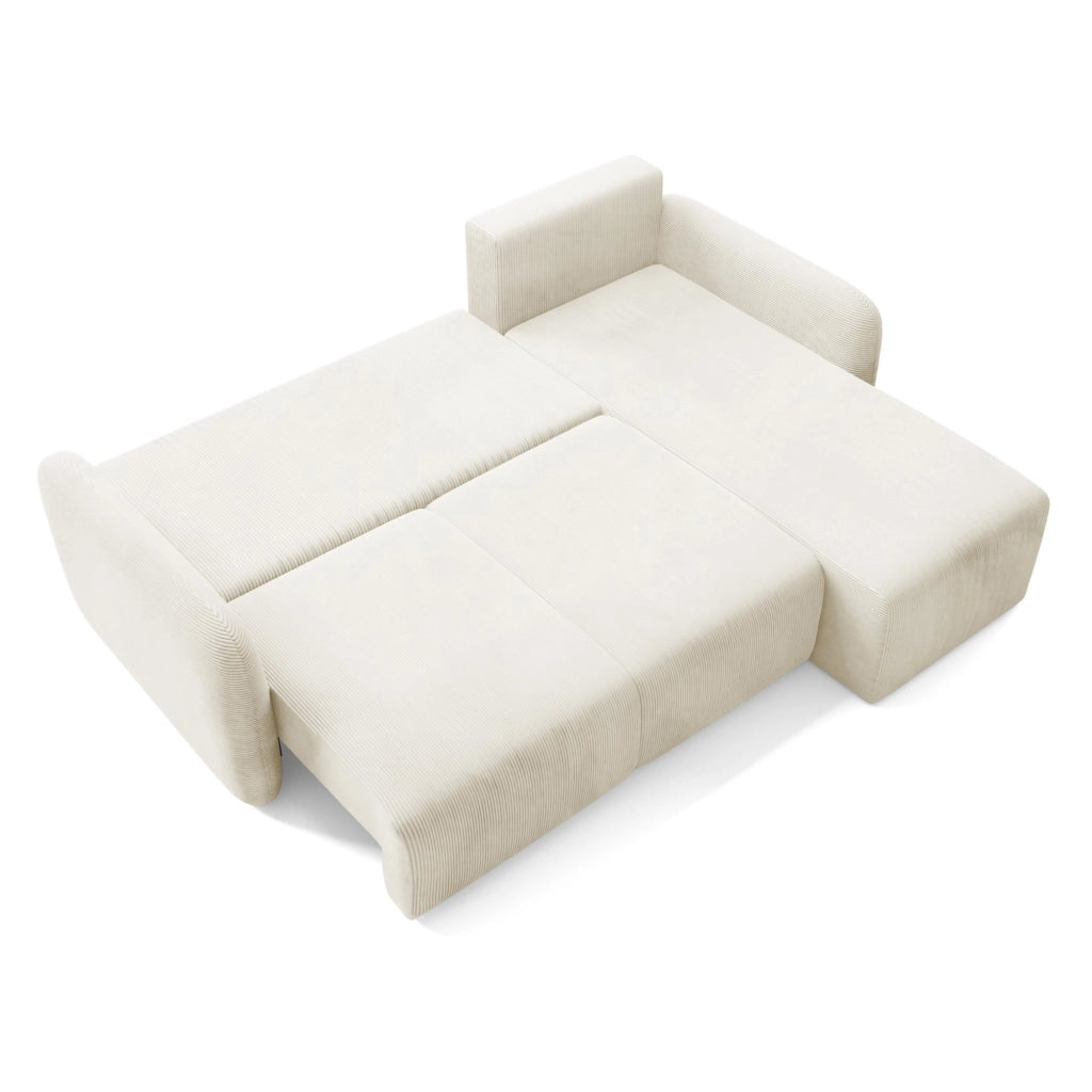 Ranco, Divano Letto con Penisola Contenitore, 245x185 cm Bianco Crema