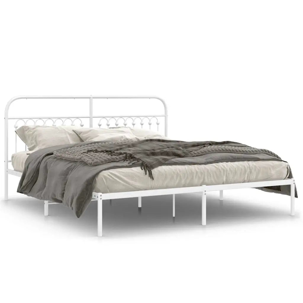 Giroletto con Testiera-Struttura Letto con testiera Metallo Bianco 183x203 cm