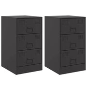 Set di 2 Comodini | Armadio da Notte | Mobiletto da notte Neri 34,5x39x62 cm in Acciaio