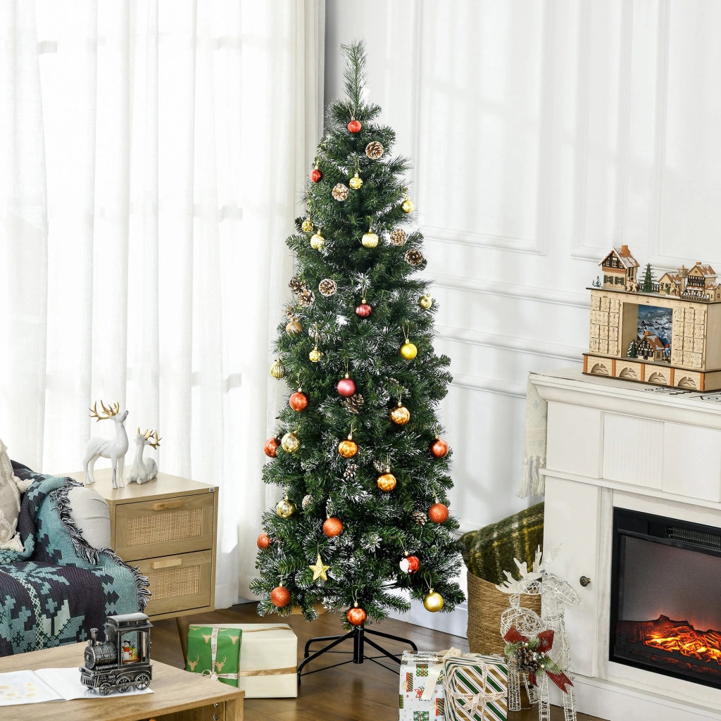 Albero di Natale Artificiale ¨C zephmum ¨C Verde 180cm con Pigne e Base in Metallo