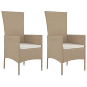 Sedie da Giardino con Cuscini 2 pz | Sedie da Esterno in Polyrattan Beige