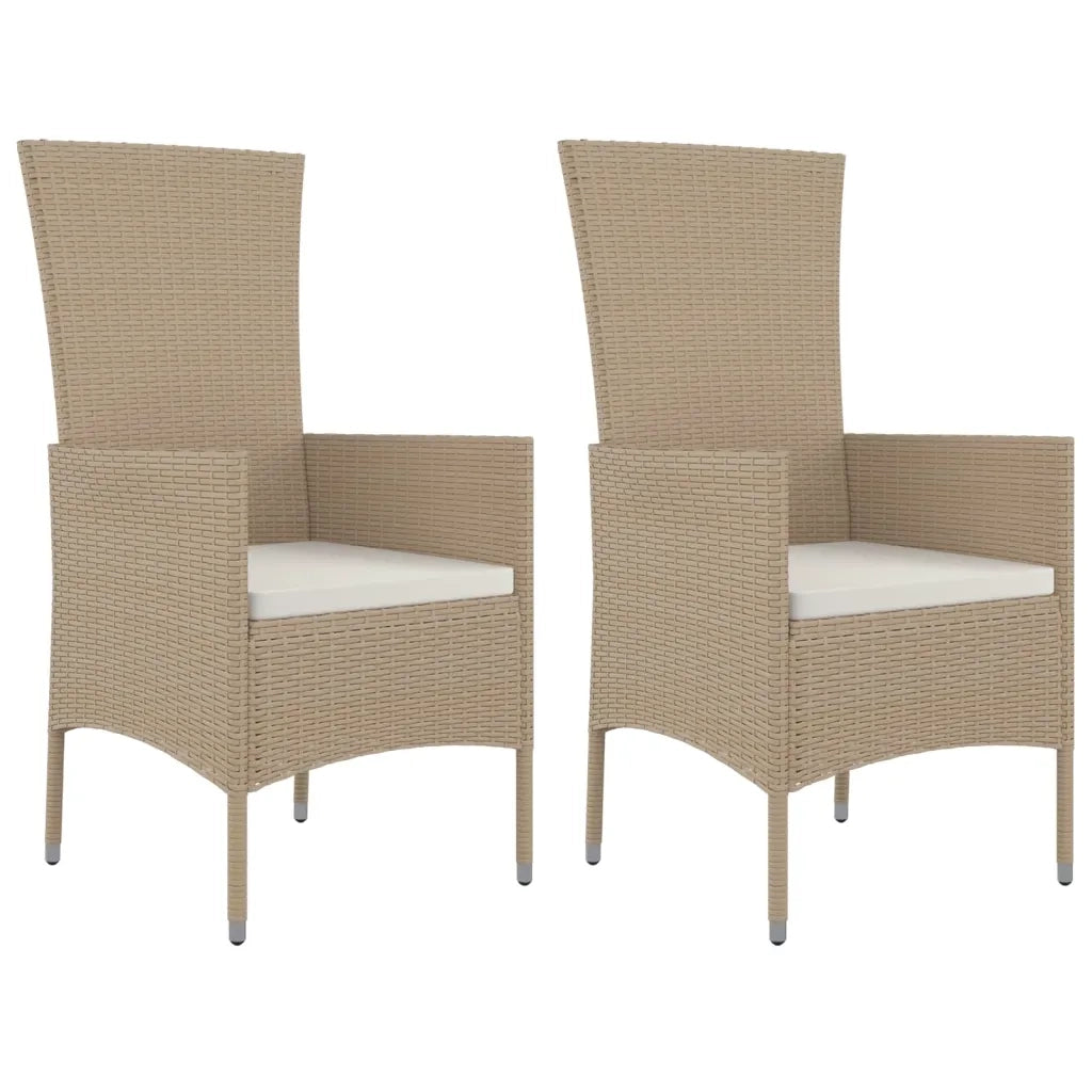 Sedie da Giardino con Cuscini 2 pz | Sedie da Esterno in Polyrattan Beige