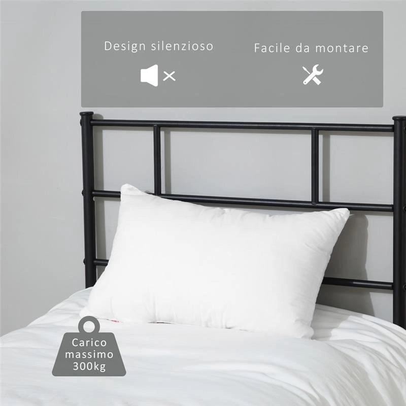 STRUTTURA LETTO SINGOLO IN ACCIAIO 90X200CM CON DOGHE TESTIERA E PEDIERA