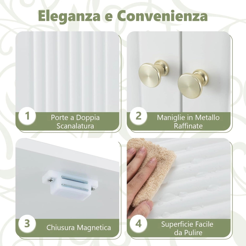Mobile Bagno Sopra WC, Scaffale per Lavatrice Salvaspazio con 2 Ante, Mensola Aperta e Ripiano Regolabile, Armadietto Sopra Gabinetto in Legno, 60 x 23 x 168 cm (Bianco)
