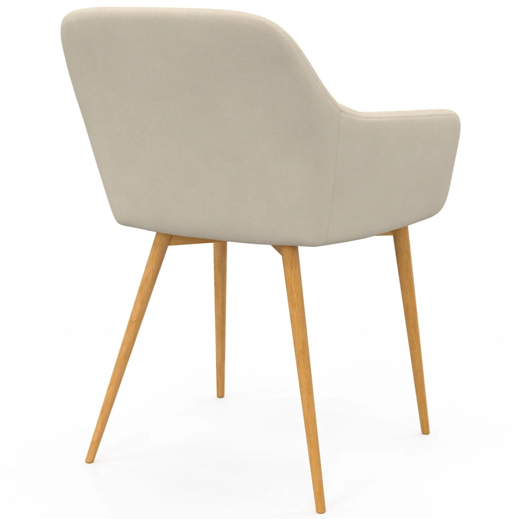 IDMarket - Set di 2 sedie da pranzo e poltrone da tavolo LINE in velluto beige con gambe effetto legno