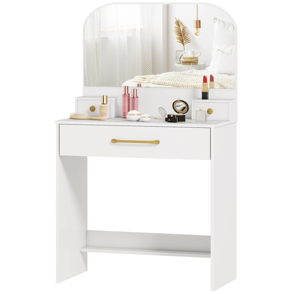 Cassettiera Trucco con Specchio ¨C zephmum ¨C 3 Cassetti, Bianco