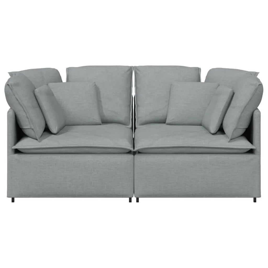 Divano Modulare con Cuscini in Tessuto Grigio Chiaro 3321237